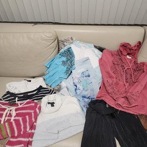 Sweaters, pants, jeans, tank top, long sleeved shirt and yoga pants.